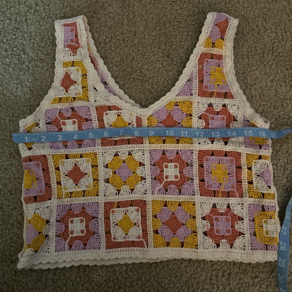 Rebellion Multicolor Crochet Crop Top - Picture 4 of 5
